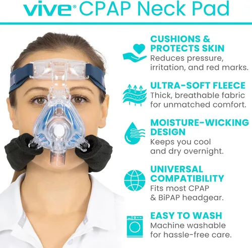 Vista 2 de Vive CPAP - Funda de correa para el cuello, almohadilla para el cuello para máscaras de casco BiPap Comfort & Prevent Lines: ajuste universal