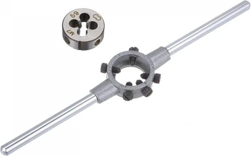 Vista 14 de uxcell Juego de llaves de mango de troquel, M7 x 0.5 roscado redondo y 0.984 in (dados M7-M9) soporte ajustable herramienta de mano