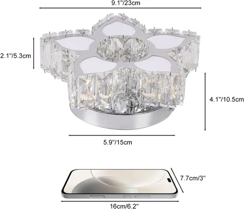 Vista 5 de FRIXCHUR Lámpara de Techo Moderna de Cristal Mini Lámpara de Araña LED Pequeña Lámpara de Araña de Flores para Sala de Estar Dormitorio Comedor