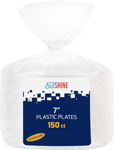 Vista 10 de BluShine Paquete de 250 platos de plástico blanco de 6 pulgadas, desechables, fuertes y resistentes