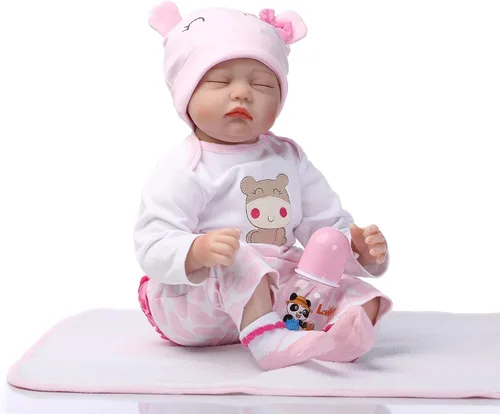 Vista 3 de Pinky - Muñeca de bebé recién nacida de 22 pulgadas y 21.7 in, de silicona suave, para dormir, de aspecto realista, regalo de cumpleaños y Navidad