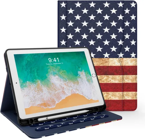 Vista 12 de Zonefoker Fundas para iPad de 6ª generación 2018/2017, iPad Air 2 2014, iPad Air 2013, iPad Pro 9.7 pulgadas 2016 con soporte para lápices, funda