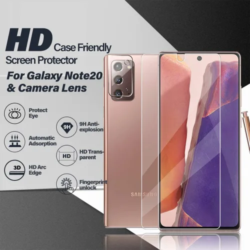Vista 2 de Protector de pantalla de vidrio templado para Galaxy Note 20 + protector de lente de cámara [2 + 2 unidades] [huellas dactilares compatibles]