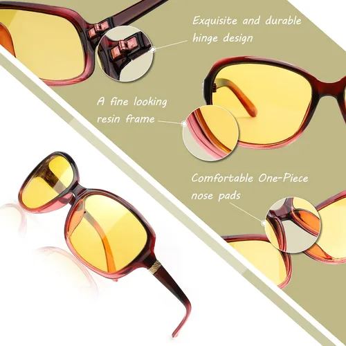 Vista 3 de SIPHEW Gafas de visión nocturna HD para mujeres que conducen, lentes polarizados de conducción nocturna, lentes amarillas antirreflejos para la noche