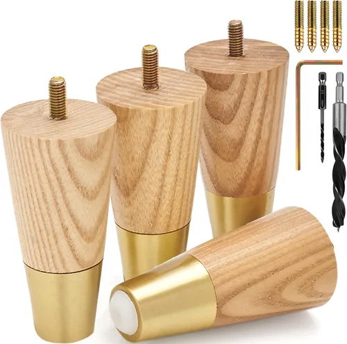 Vista 19 de Airy Abode Patas de madera de fresno prémium para muebles (kit de instalación completa): elige tu tamaño y color Ceniza