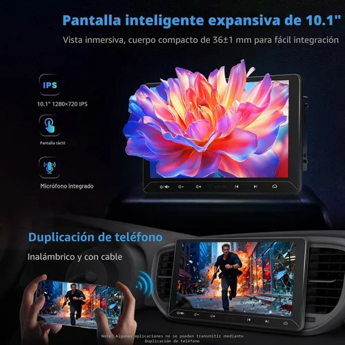 Vista 3 de A5L Estéreo de coche Android de 10.1 pulgadas de doble DIN, CarPlay inalámbrico y Android Auto, DriveChat AI, Salida HDMI, Control IoT, Arranque