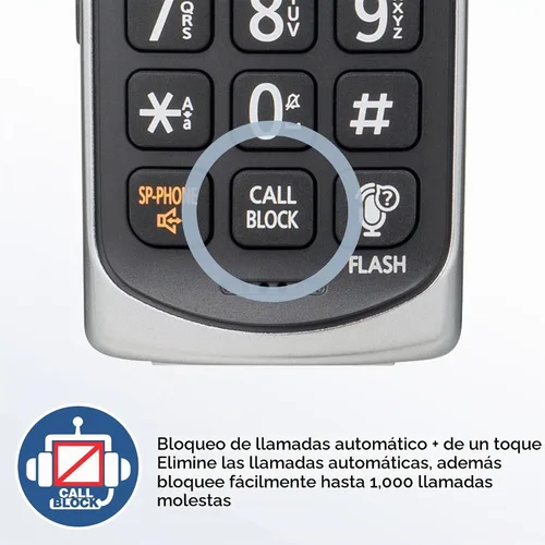 Vista 4 de Panasonic Link2Cell - Sistema de teléfono inalámbrico expandible Bluetooth DECT 6.0 con contestador automático y bloqueo de llamadas - 3 auriculares