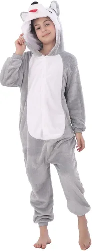 Vista 9 de WOYASIM Pijama de animal para niños, disfraz de una pieza, ropa de dormir, Halloween, Pascua, cosplay para niñas y niños