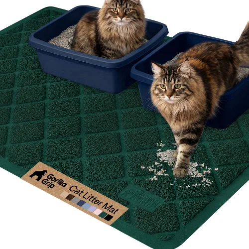 Vista 20 de GORILLA GRIP Tapete para caja de arena para gatos, resistente al agua, respaldo texturizado, fácil de limpiar, menos residuos y suelos limpios, 17 x