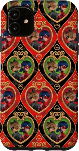 Vista 8 de Funda roja y verde para iPhone SE (2020) / 7 / 8 Miraculous Ladybug and Cat Noir The Movie