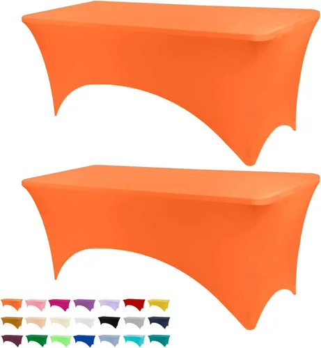 Vista 54 de BDDC - Funda de mesa ajustada de 4 pies, manteles de elastano negros, manteles elásticos lavables y resistentes a las arrugas para eventos, bodas
