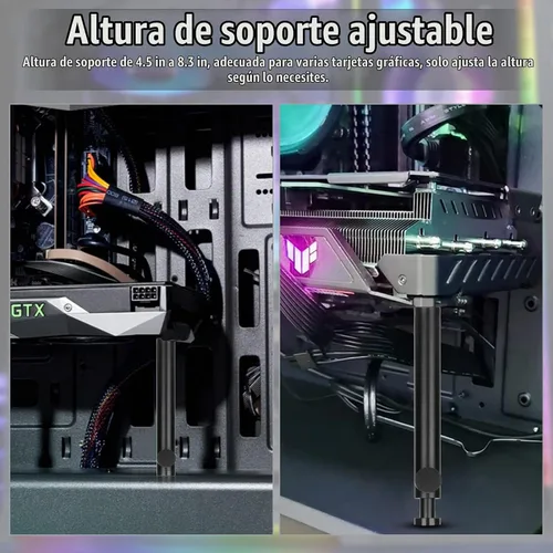 Vista 5 de Soporte Alto para GPU - Soporte Ajustable Resistente Anti-Hundimiento para GPU y Base de Soporte para Tarjeta Gráfica, Altura 4.53"-8.27
