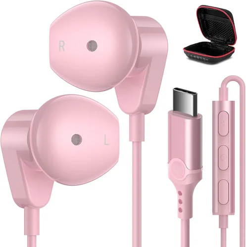Vista 15 de APETOO Auriculares USB C para iPhone Air 17 16 Pro Max 15 Plus iPad, Samsung S25/S24/S23/S22/S21 HiFi Stereo USB-C Auriculares con cable