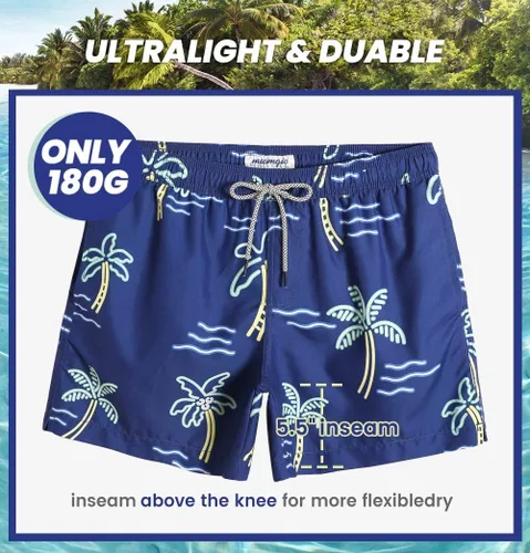 Vista 5 de Maamgic Traje de baño de secado rápido, para hombre, bermudas para nadar, pantalones cortos de 7 con forro de malla