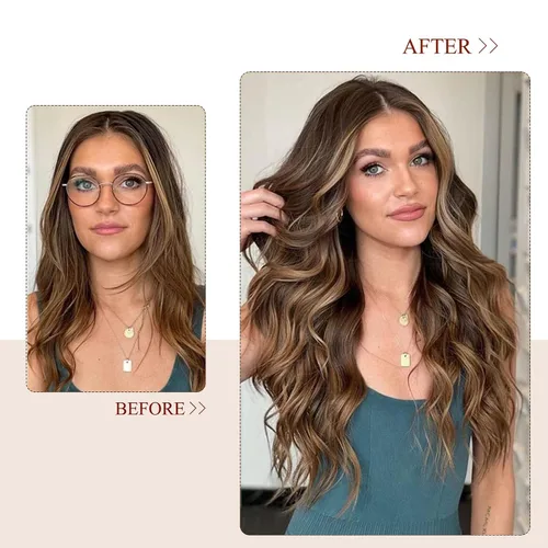 Vista 8 de Extensiones de cabello humano real con clip, de 12 pulgadas, para mujer, color rubio plateado, balayage, 2.47 oz, 7