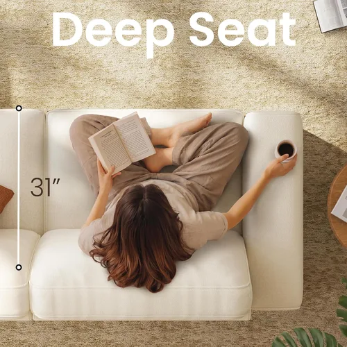Vista 2 de Sofá modular en forma de L de gran tamaño con almacenamiento y asiento Beige