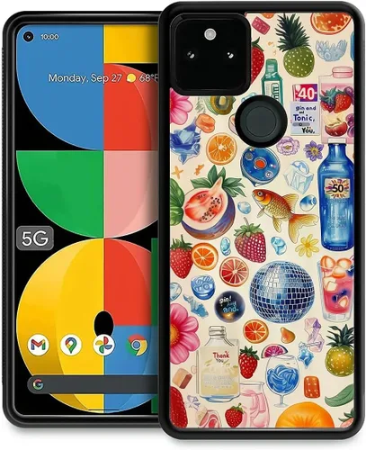 Vista 182 de Compatible con Google Pixel 4A 5G Mobile Case Creative Acrylic Panel trasero Silicona Protección Grip especialmente diseñado para Google Pixel 4A 5G