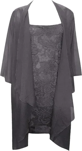 Vista 3 de Vestido corto para madre de la novia, con chaqueta hueca, elegante vestido formal para madre de los novios, vestido de graduación para mujer