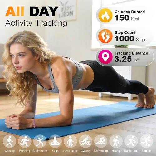 Vista 4 de Pulsera inteligente para mujer, regalos del día de San Valentín, seguimiento de actividad de salud, frecuencia cardíaca 24/7, HRV, oxígeno en sangre