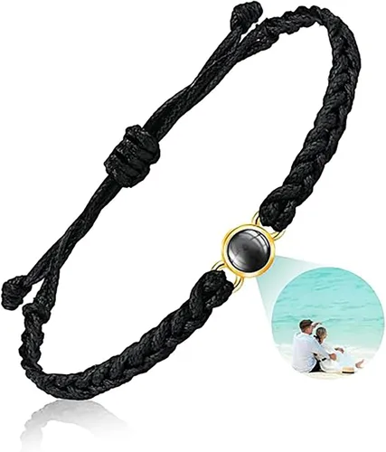 Vista 2 de Pulseras personalizadas con imagen en el interior, paquete de 2 para mujeres y hombres, pulsera de foto circular con imagen personalizada, pulseras