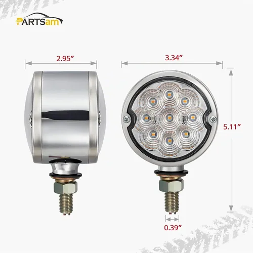 Vista 7 de Partsam 2 luces LED de señal de giro de doble cara, color rojo ámbar, luces de pedestal para camiones compatibles con Freightliner Kenworth