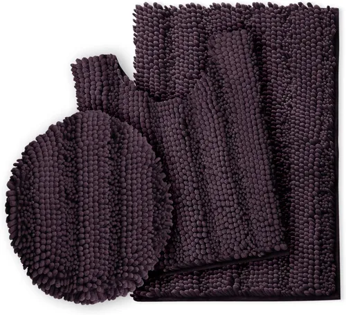 Vista 29 de Clara Clark Tapetes para baño de felpilla, tapetes de baño de felpa ultra suaves, lavables a máquina, con parte trasera antideslizante, 44 x 26 Negro