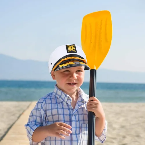 Vista 4 de Olgaa Paquete de 4 sombreros de capitán ajustables para yate, azul marino, accesorios de crucero familiar para hombres, mujeres y niños