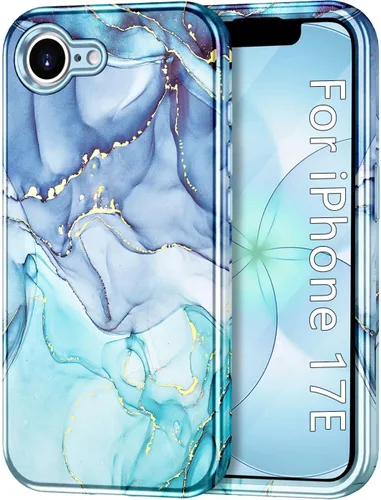 Vista 12 de Btscase Funda compatible con iPhone 17 de 6.3 pulgadas 2025, patrón de mármol 3 en 1, resistente a prueba de golpes, cuerpo completo, policarbonato