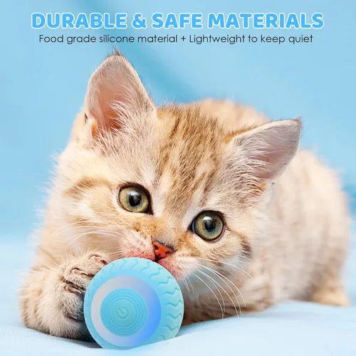 Vista 4 de Pakoo Pelota de juguete interactiva para gatos, bola eléctrica para gatos con luces LED, juguete rodante para gatos y bolas de juguete móviles