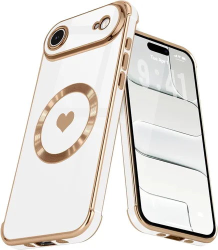 Vista 49 de Funda magnética para iPhone 13, para mujeres y niñas, chapado de lujo, lindo corazón de amor, cubierta trasera suave, protección completa de lente