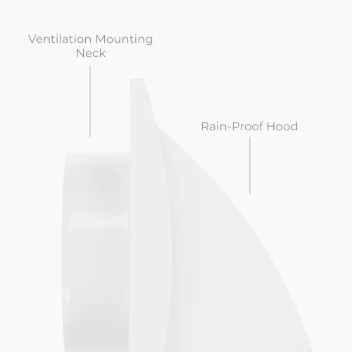 Vista 4 de Capucha de ventilación de plástico ABS blanco con solapa, ajuste de 4 pulgadas, para sistemas de ventilación de baño, cocina, lavandería y garaje