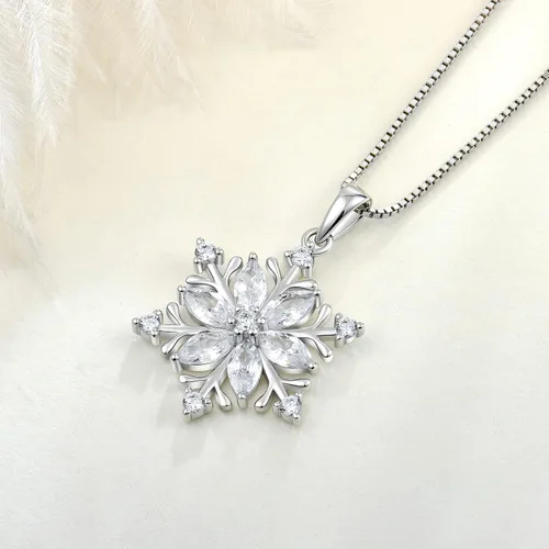 Vista 5 de STARCHENIE Collar con colgante de copo de nieve para mujer, joyería de plata de ley 925, Metal