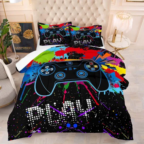 Vista 9 de Tailor Shop - Juego de edredón con bandera americana para niños y adolescentes, jungla, aventura occidental, caza, cráneo de madera, ciervo, juego
