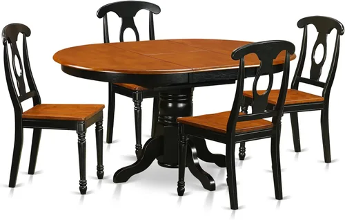 Vista 10 de East West Furniture KENL5-BLK-LC - Juego de mesa y sillas de cocina de 5 piezas, incluye una mesa de comedor ovalada con hoja de mariposa y 4 sillas