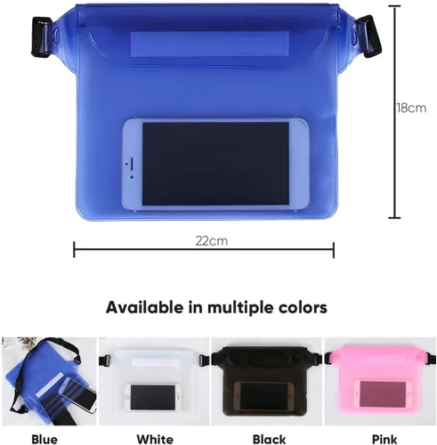 Vista 3 de Riñonera impermeable, sensible a la pantalla táctil, bolsa seca impermeable con correa ajustable para la cintura, mantiene tu teléfono seco