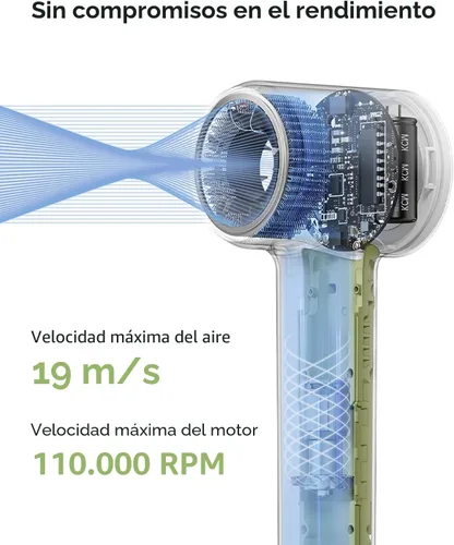Vista 4 de Laifen Mini secador de pelo, ligero y compacto, de alta velocidad, 200M, con potente motor de 110.000 rpm, para secado rápido, bajo ruido, secador