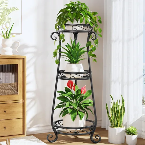 Vista 13 de LASZOLA 3 Tiers Metal Corner Plant Flower Stand Tall Indoor Outdoor, Bronze Bronce