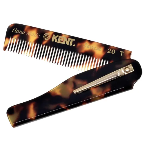Vista 11 de Kent 20T - Peine de bolsillo plegable hecho a mano de grafito negro para hombres, peine de dientes finos para el cuidado diario del cabello, barba