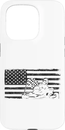 Vista 14 de iPhone 16 Go Kart Racing American Flag Vintage Case
