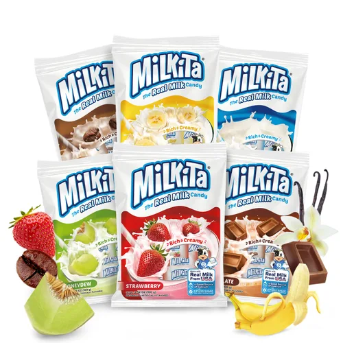 Vista 17 de Milkita Caramelo cremoso de leche de plátano – Dulces saludables bajos en azúcar con leche real para niños y adultos – Caramelos sin grasa y sin