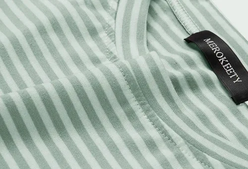 Vista 7 de MEROKEETY - Vestido camisero de verano sin mangas y a rayas para mujer mini vestido casual con cuello redondo y lazo en la cintura