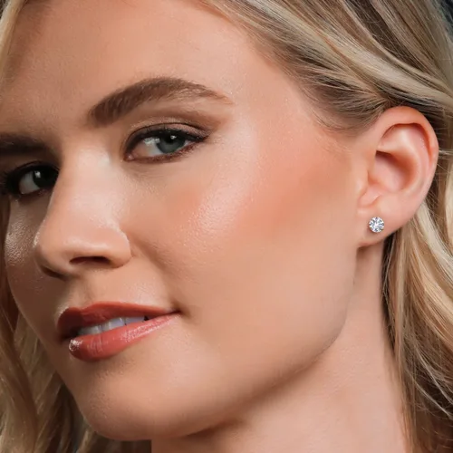 Vista 210 de Gem Stone King Aretes de Martini de oro amarillo de 14 quilates Aretes de tuerca de 3 puntas para mujeres y hombres Redondos de 0.236 pulgadas