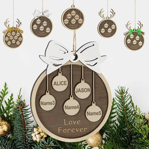 Vista 62 de Adornos de Navidad personalizados familiares de 1, 2, 3, 4, 5, 6, 7, 8, 9, 10, adornos de madera personalizados, decoraciones de Navidad, regalos
