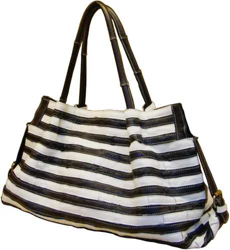 Vista 2 de Bolso Boston multicolor para mujer, de cuero genuino, colorido, grande, bolso de mano
