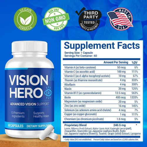 Vista 5 de Advanced Vision Support, suplementos para los ojos, 60 cápsulas de suplementos de salud ocular para adultos (paquete de 1)