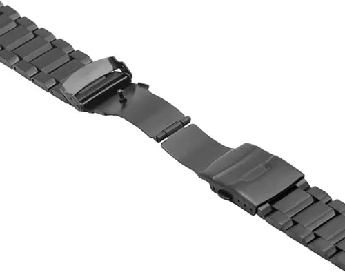 Vista 5 de Extensible de acero inoxidable para reloj, con acabado mate cepillado, de 18mm20mm22mm24mm, doble hebilla, color negro o plateado