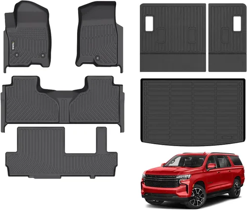 Vista 204 de Tapetes de piso para todo clima y forro de carga con respaldo para Chevrolet Suburban de 7 asientos 2021-2025 / GMC Yukon XL de 7 asientos