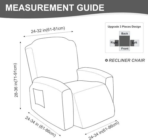 Vista 7 de Gennia Funda Impermeable para Silla Reclinable, Fundas Elásticas para Sofá Reclinable con Bolsillos, Fundas Lavables para Silla Reclinable Lazy Boy