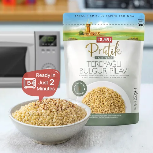 Vista 4 de Duru Bulgur Pilaf con mantequilla, 8,8 onzas, Heat & Eat, 100% natural, sin OMG, libre de BPA, sin grasas trans, sin conservantes