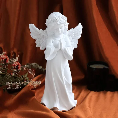 Vista 9 de Escultura china de feng shui estatua de ángel de resina, adornos decorativos de niña adorable, 11.4 pulgadas de alto, decoración del hogar, oración
